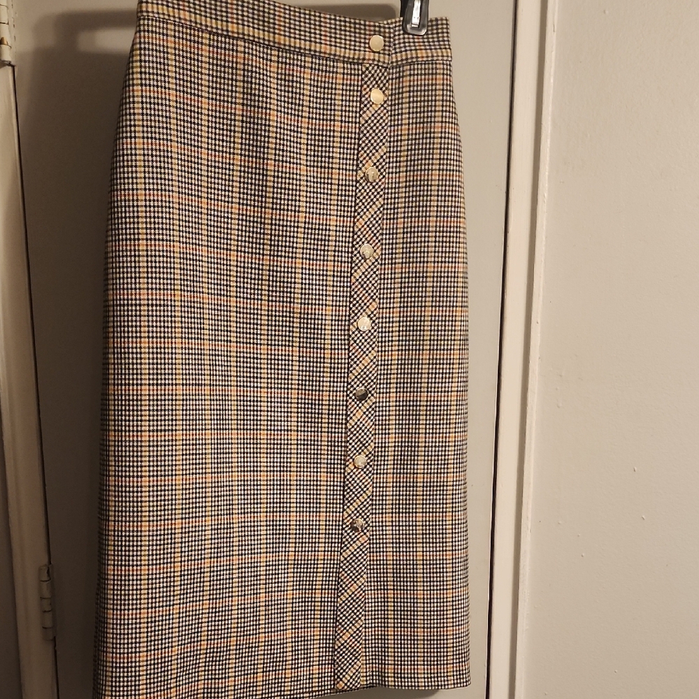 Zara Checkered Pencil Skirt - Black and Cream